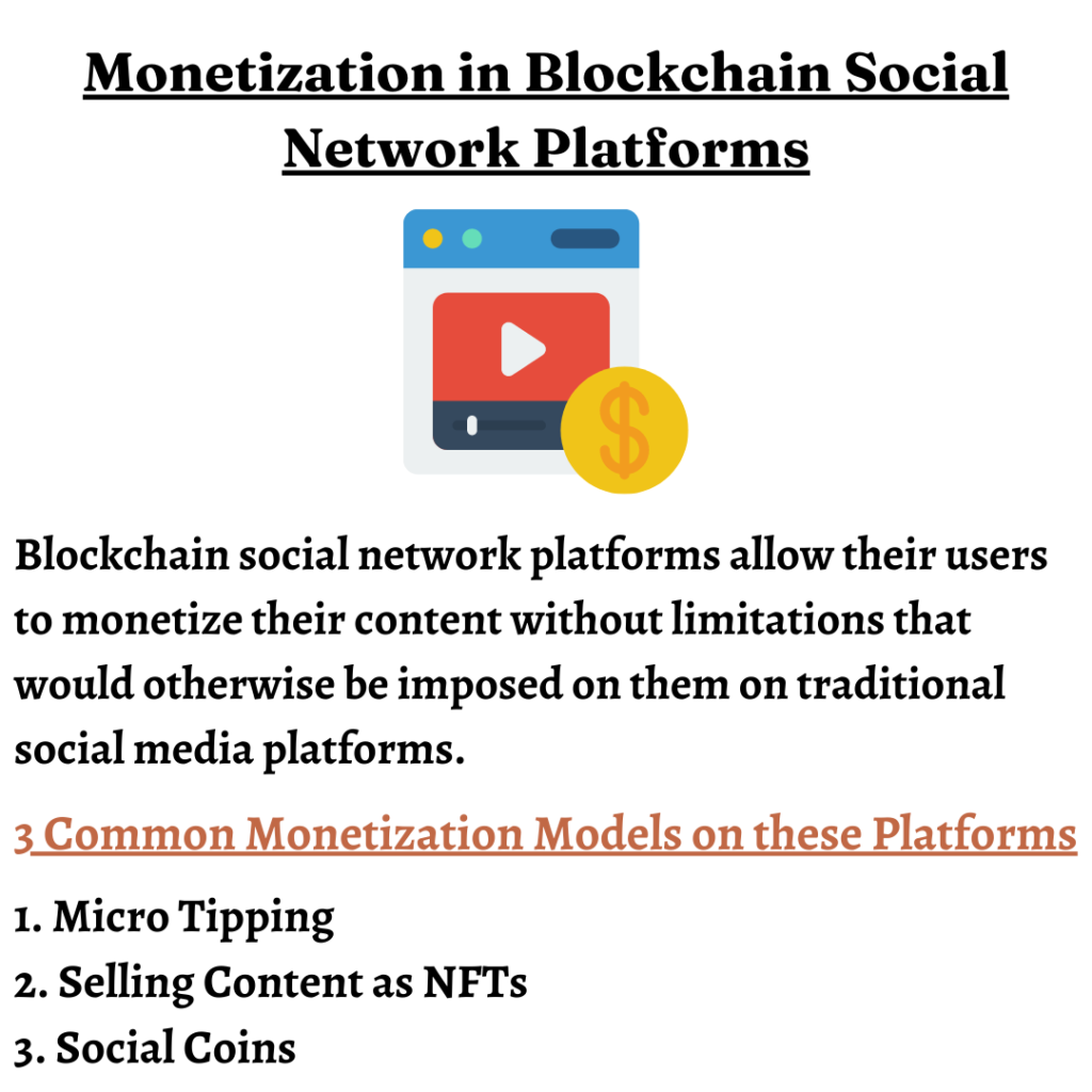 Monetization in Blockchain Social Network Platforms