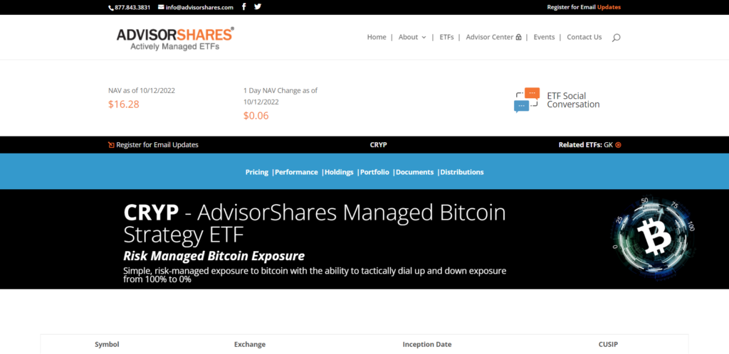 AdvisorShares Managed Bitcoin Strategy ETF (CRYP)