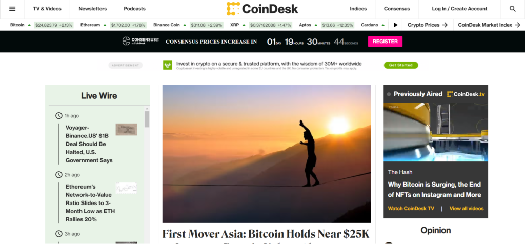 Coindesk - Best Crypto News Outlets