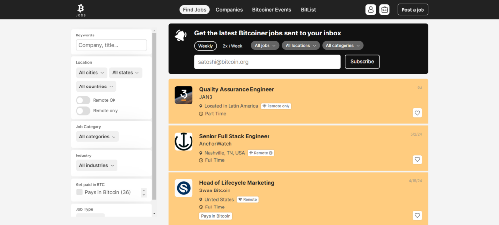 Bitcoiner Jobs