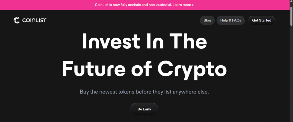 CoinList homepage